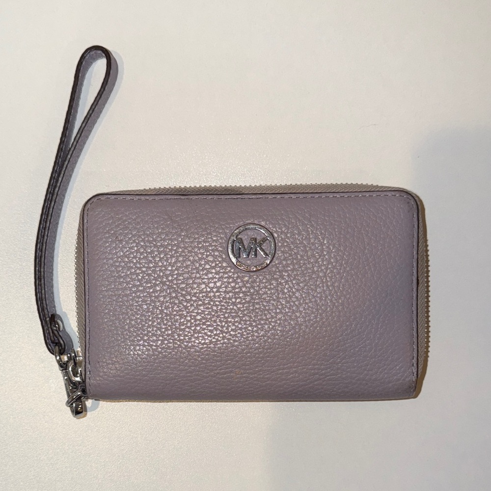 Michael Kors Lavender Purple Pebbled Leather Wristlet Wallet